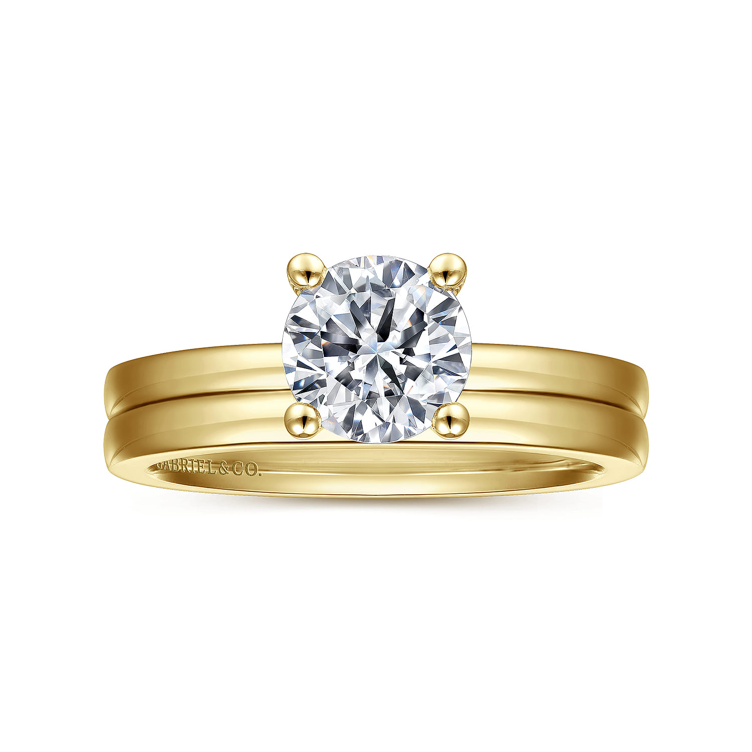 Paula - 14K Yellow Gold Round Diamond Engagement Ring - Shot 4