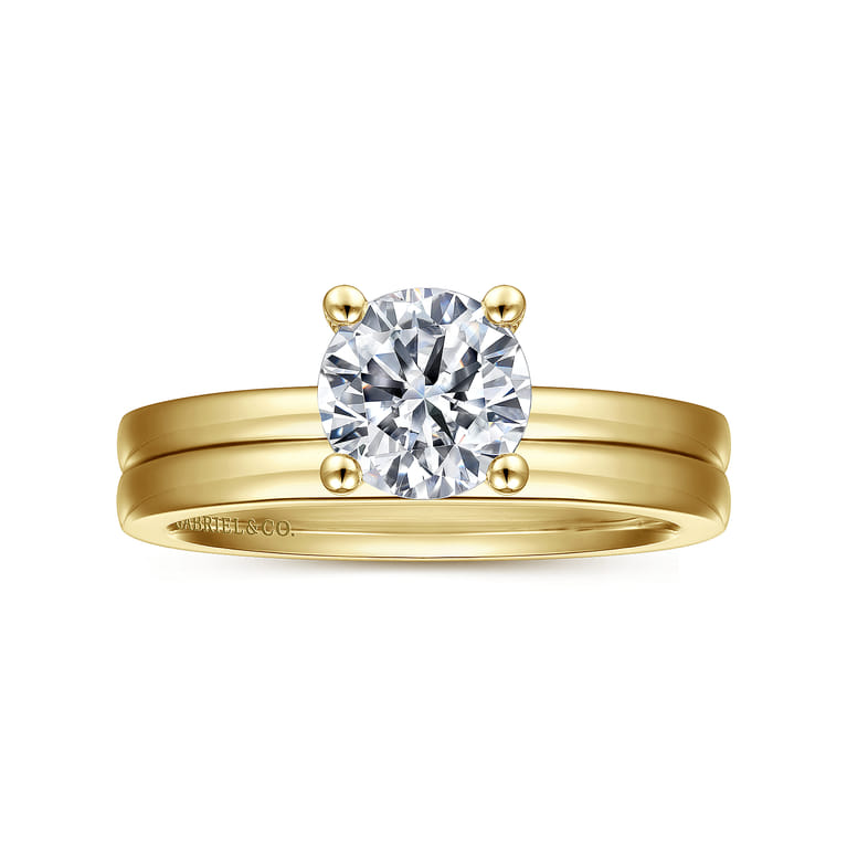 Paula - 14K Yellow Gold Round Diamond Engagement Ring - Shot 4