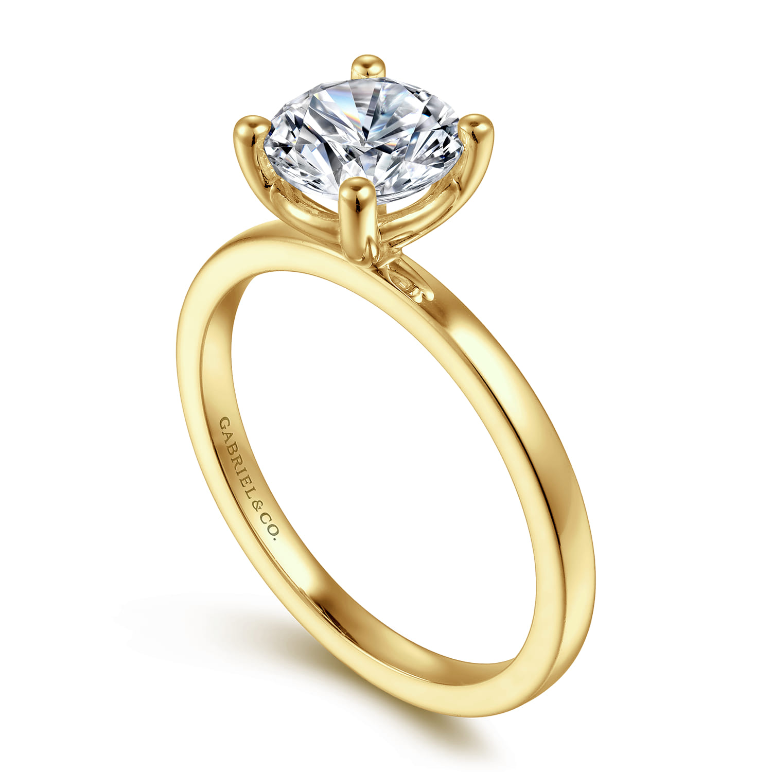 Paula - 14K Yellow Gold Round Diamond Engagement Ring - Shot 3