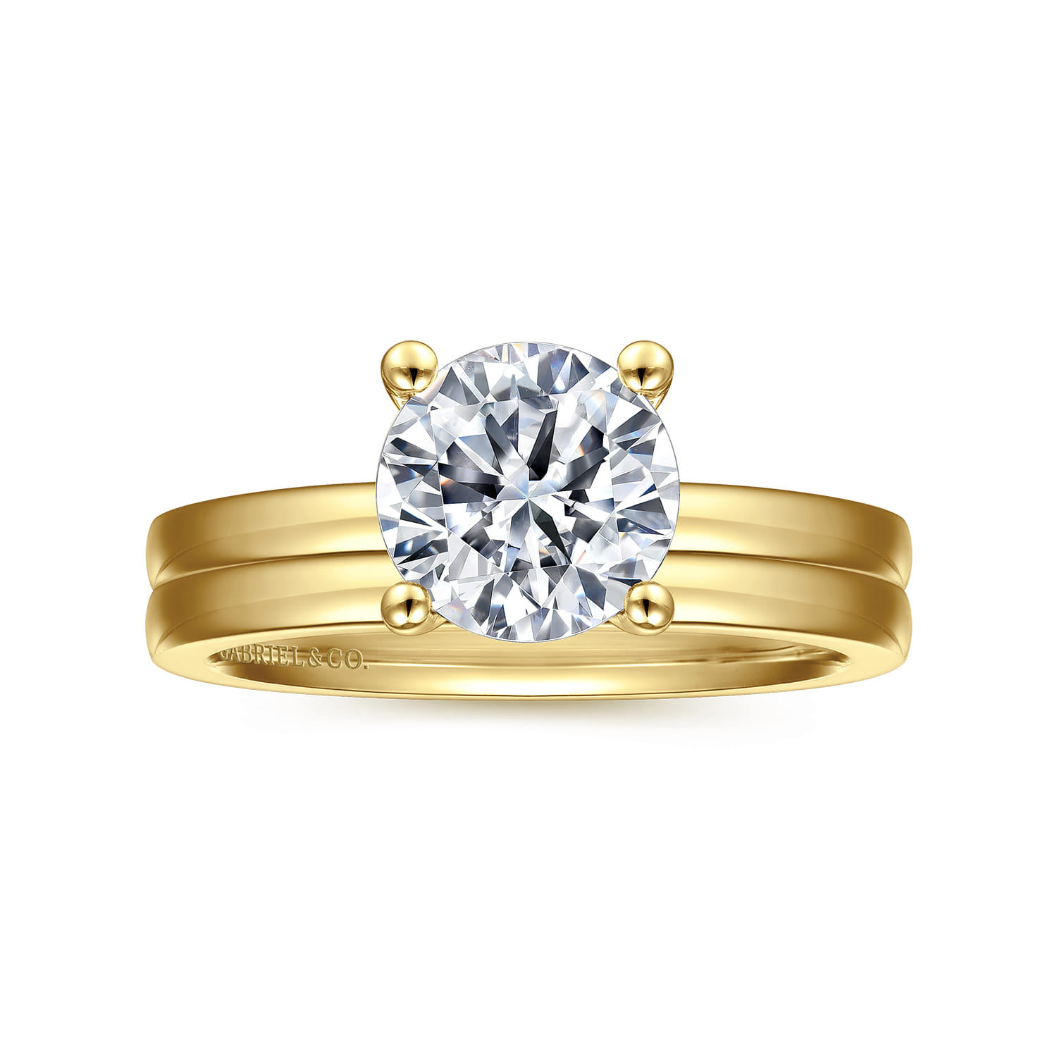 Paula - 14K Yellow Gold Round Diamond Engagement Ring - Shot 4