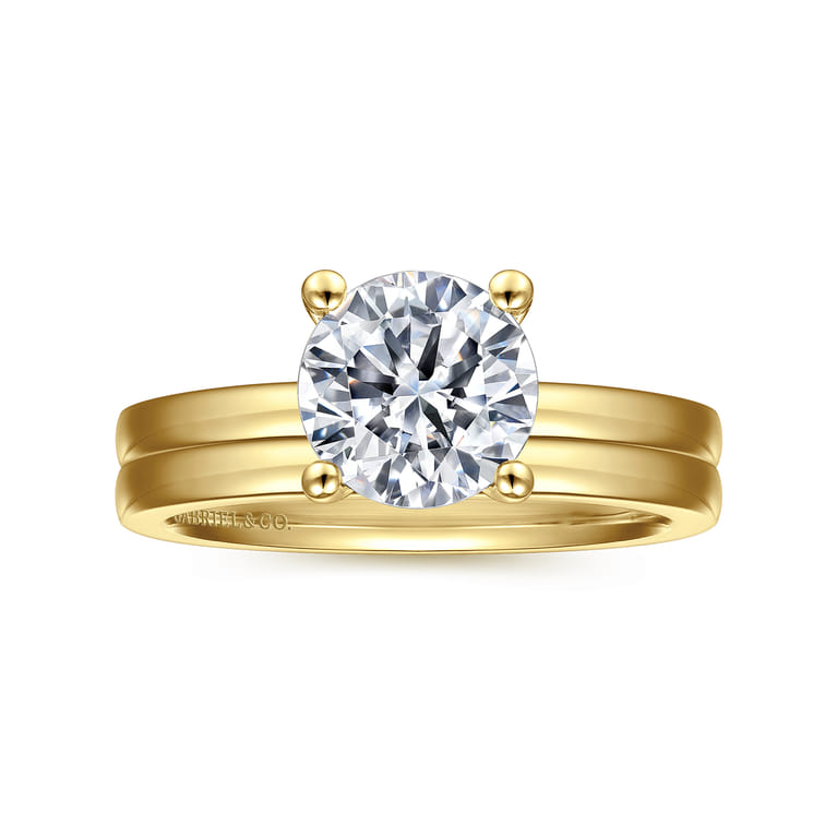 Paula - 14K Yellow Gold Round Diamond Engagement Ring - Shot 4