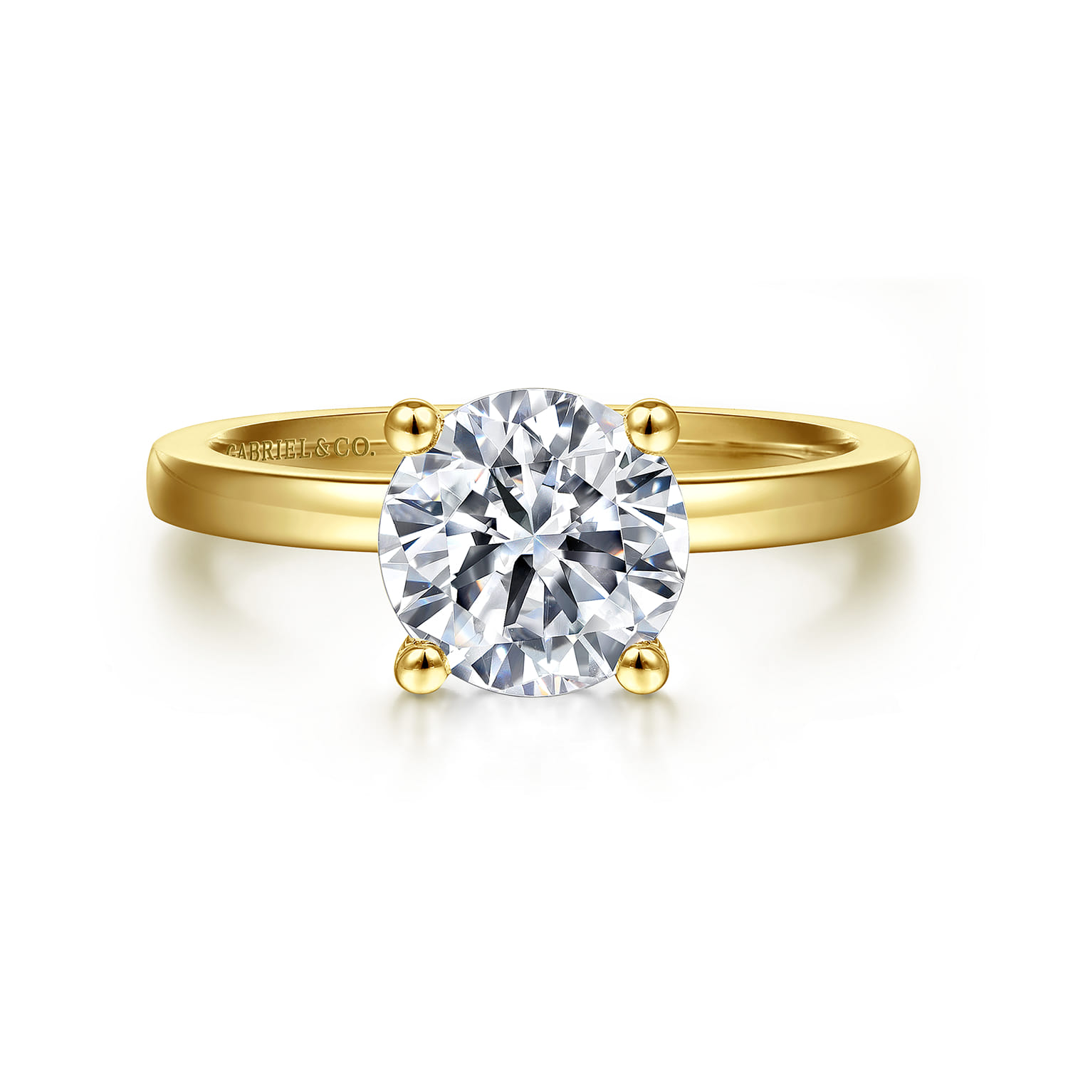 14K Yellow Gold Round Diamond Engagement Ring - Shot 1