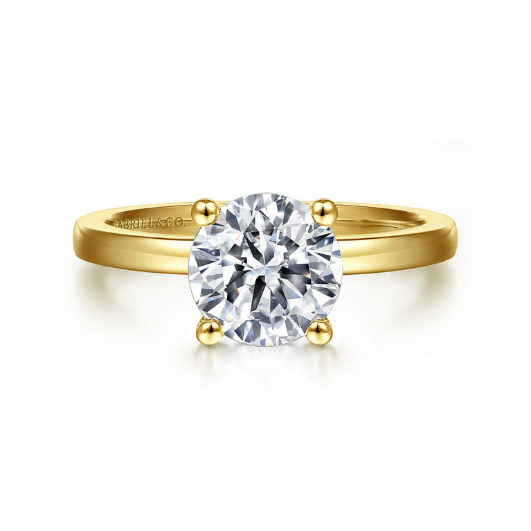 14K Yellow Gold Round Diamond Engagement Ring - Shot 1