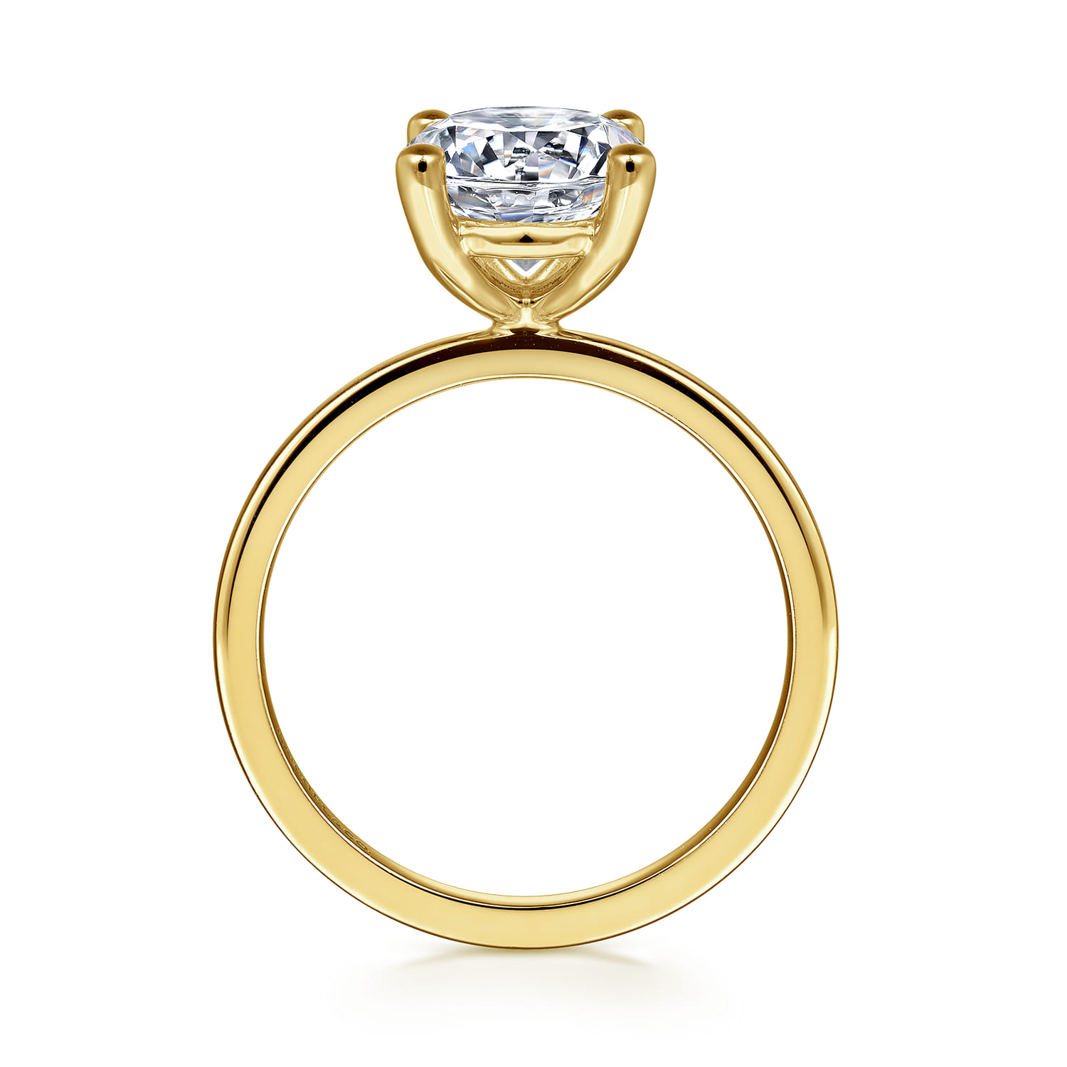 14K Yellow Gold Round Diamond Engagement Ring - Shot 2