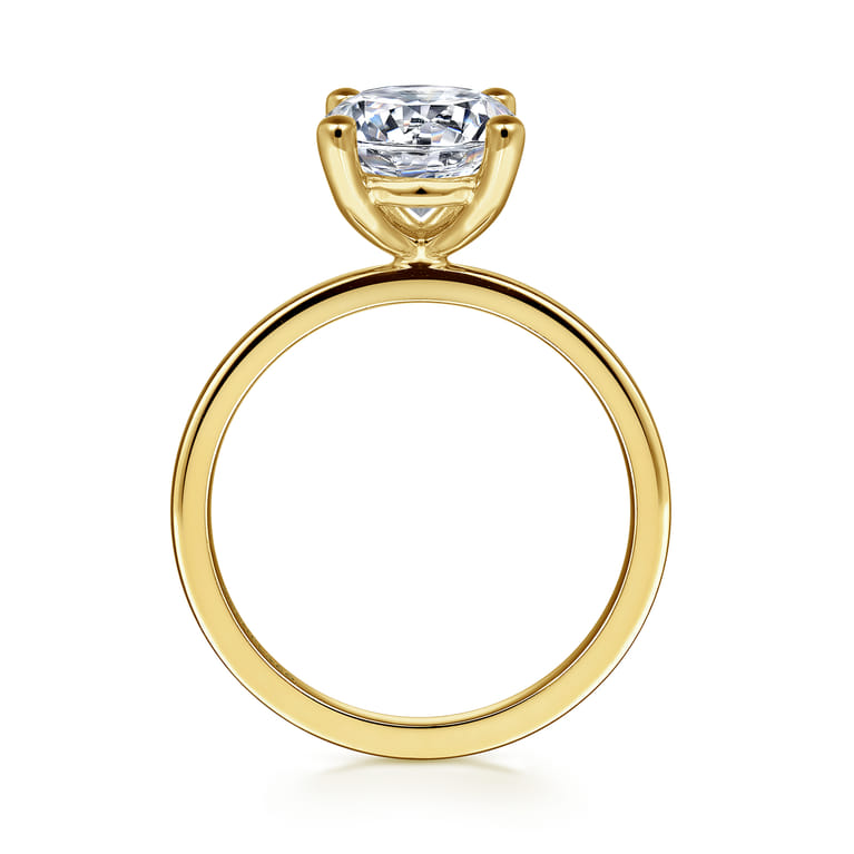 14K Yellow Gold Round Diamond Engagement Ring - Shot 2