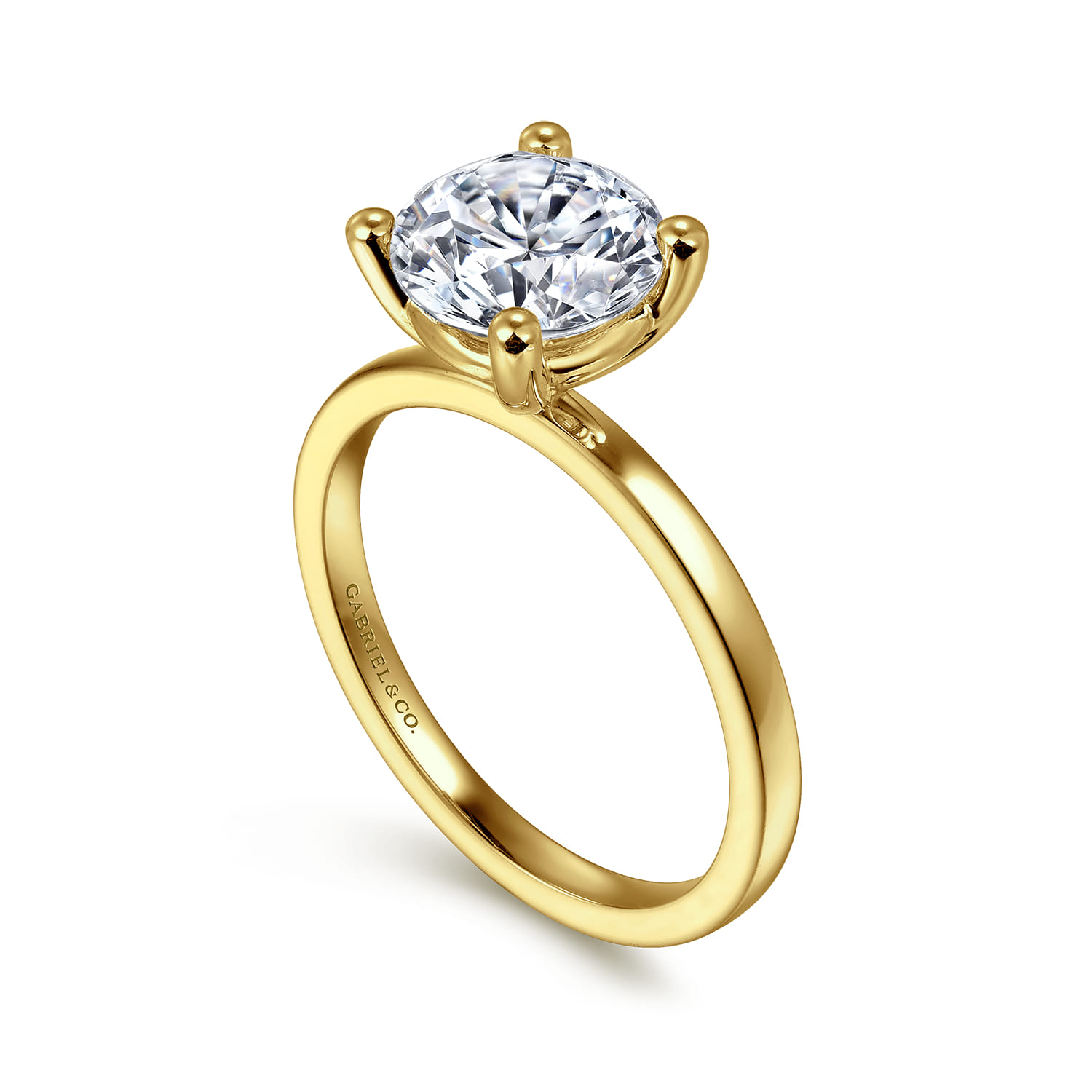 14K Yellow Gold Round Diamond Engagement Ring - Shot 3