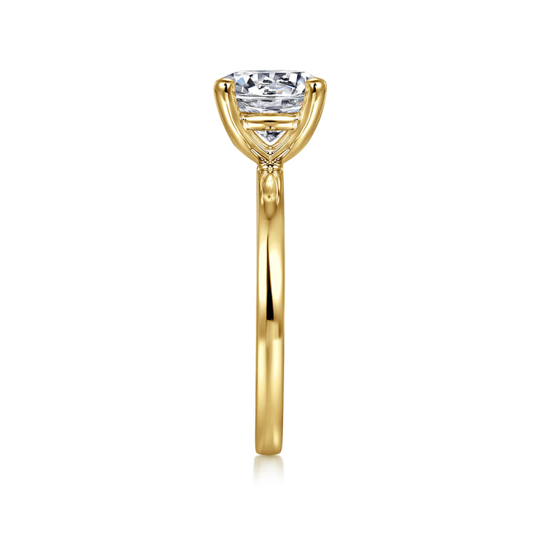 14K Yellow Gold Round Diamond Engagement Ring - Shot 4