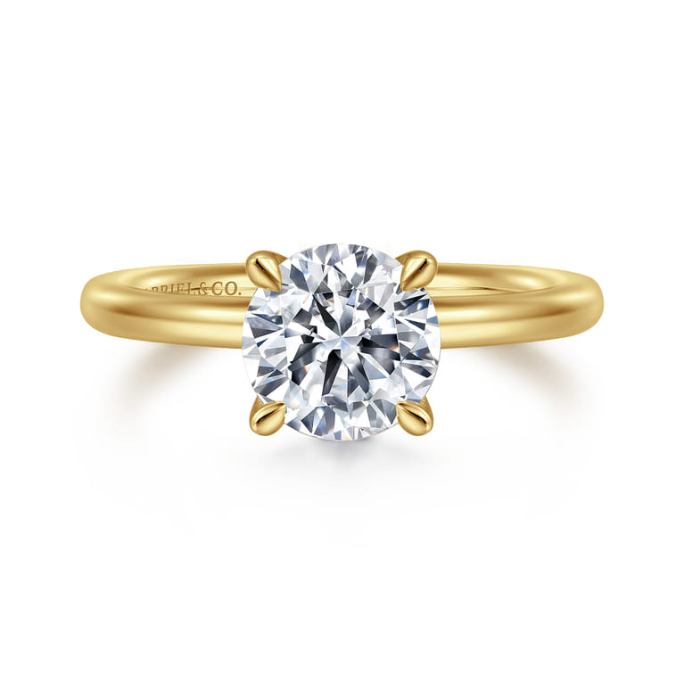 Lark - 14K Yellow Gold Round Solitaire Engagement Ring - Shot 1