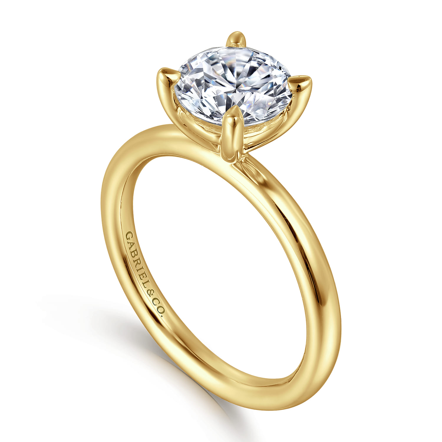 Lark - 14K Yellow Gold Round Solitaire Engagement Ring - Shot 3