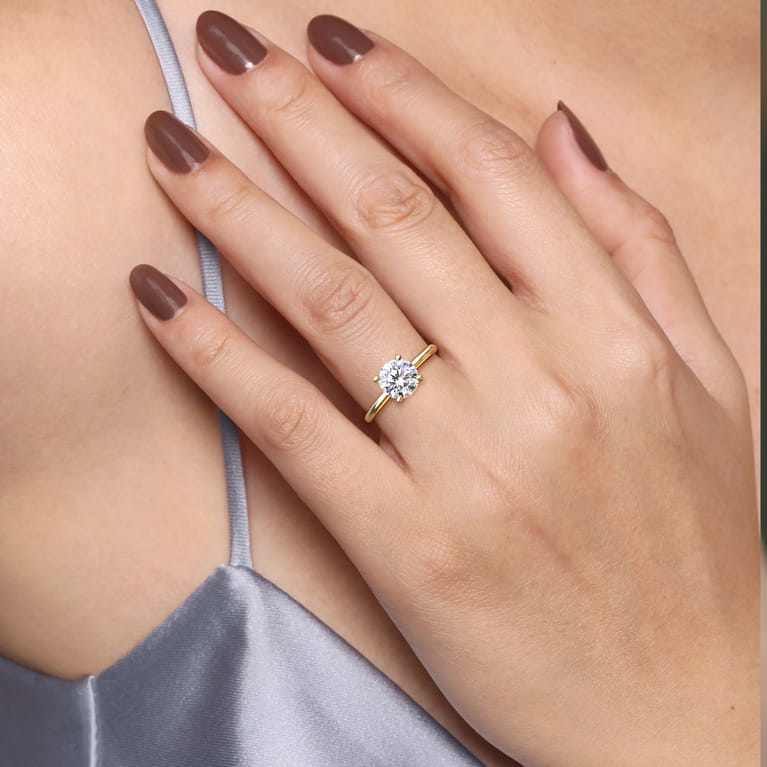 Lark - 14K Yellow Gold Round Solitaire Engagement Ring - Shot 6