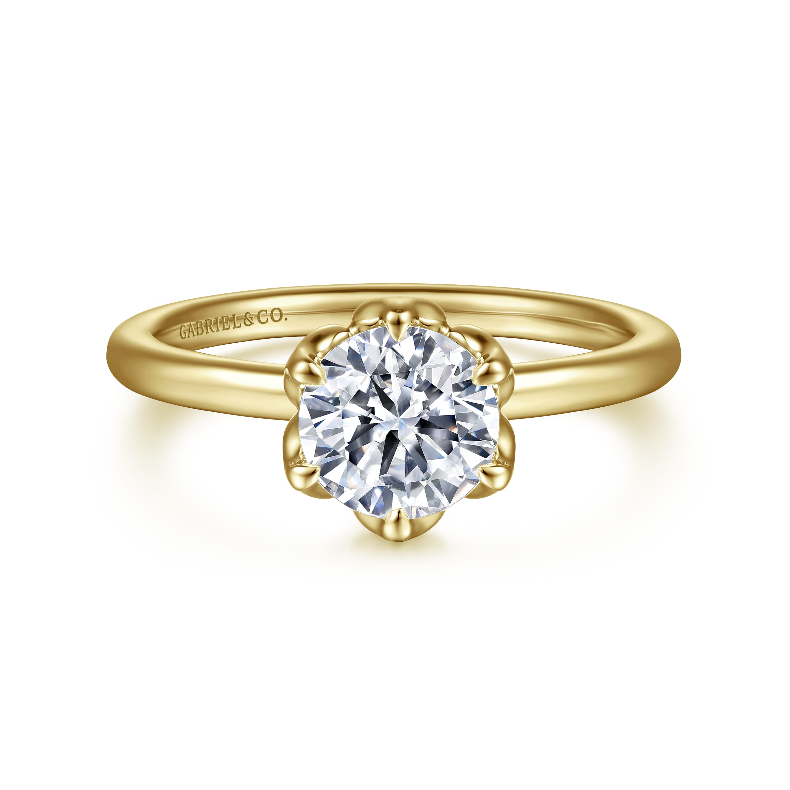 Kamera - 14K Yellow Gold Round Solitaire Engagement Ring - Shot 1