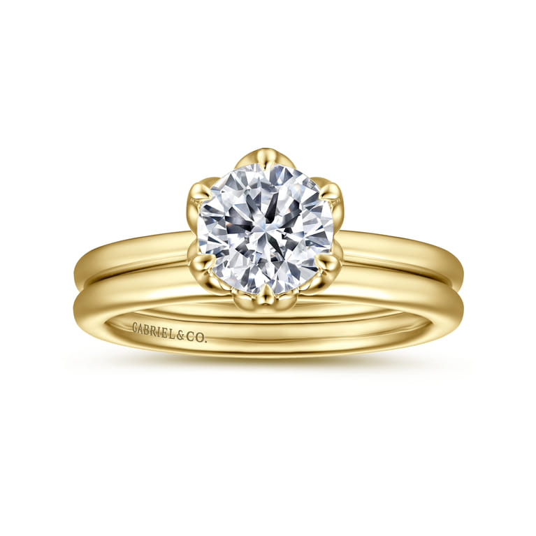 Kamera - 14K Yellow Gold Round Solitaire Engagement Ring - Shot 4