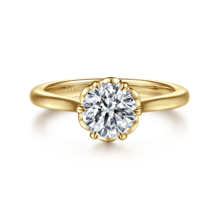 Tiona - 14K Yellow Gold 6 Prong Round Diamond Engagement Ring - Shot 1
