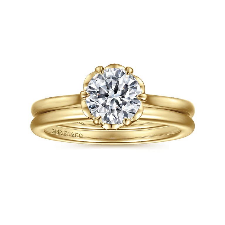 Tiona - 14K Yellow Gold 6 Prong Round Diamond Engagement Ring - Shot 4