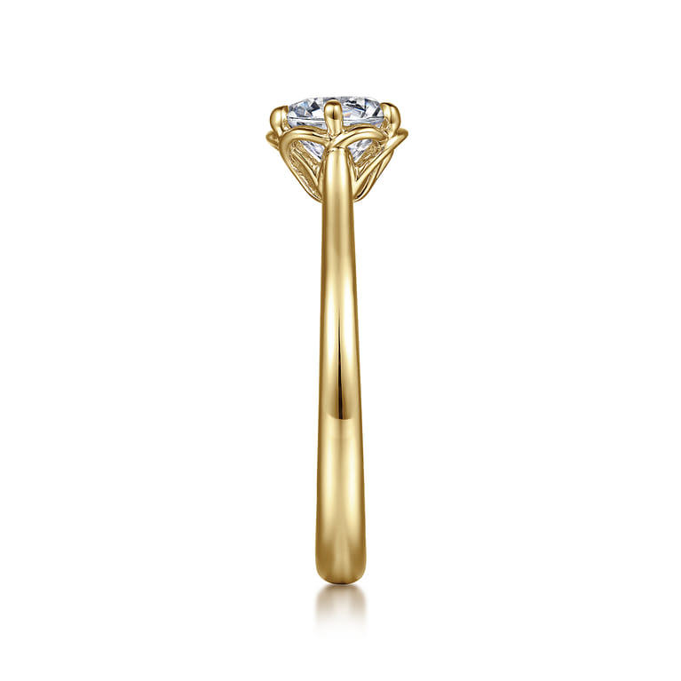 Tiona - 14K Yellow Gold 6 Prong Round Diamond Engagement Ring - Shot 5