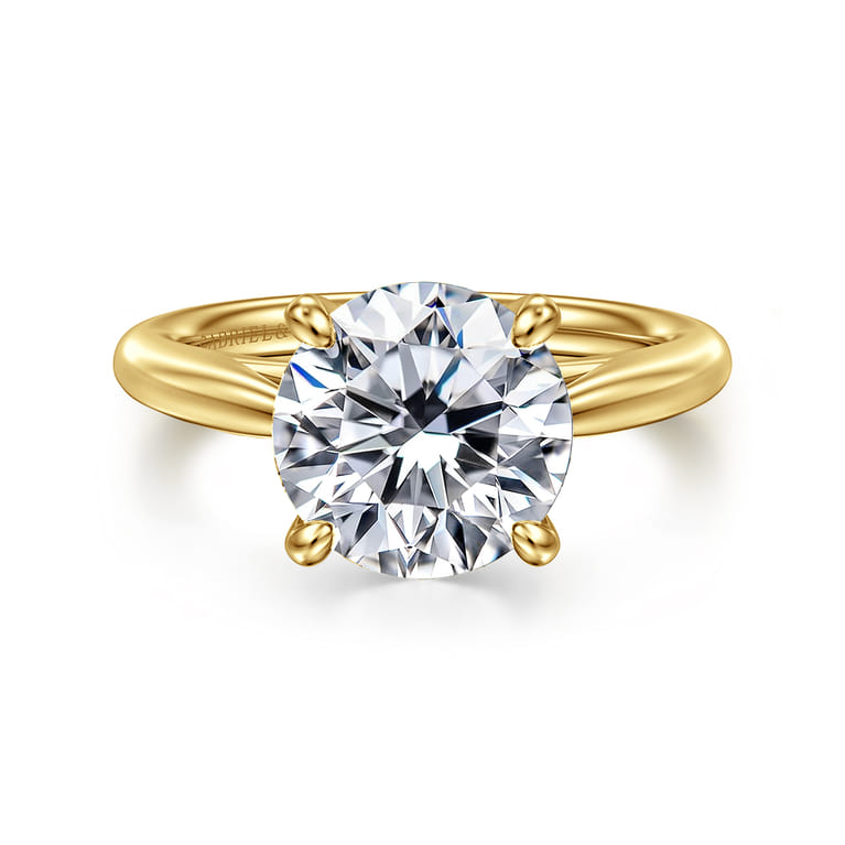 Bambi - 14K Yellow Gold Round Solitaire Diamond Engagement Ring - Shot 1