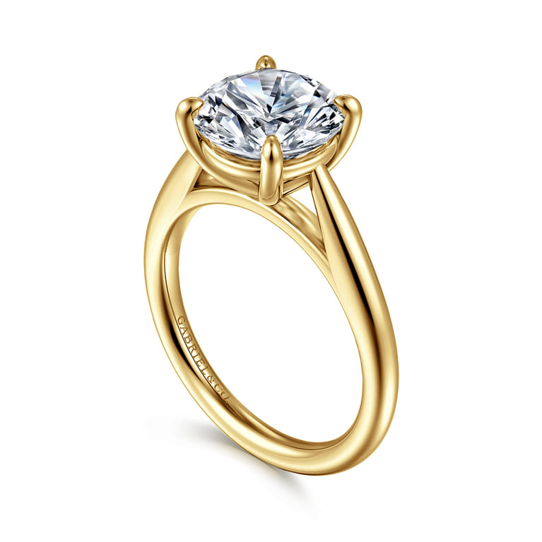 Bambi - 14K Yellow Gold Round Solitaire Diamond Engagement Ring - Shot 3