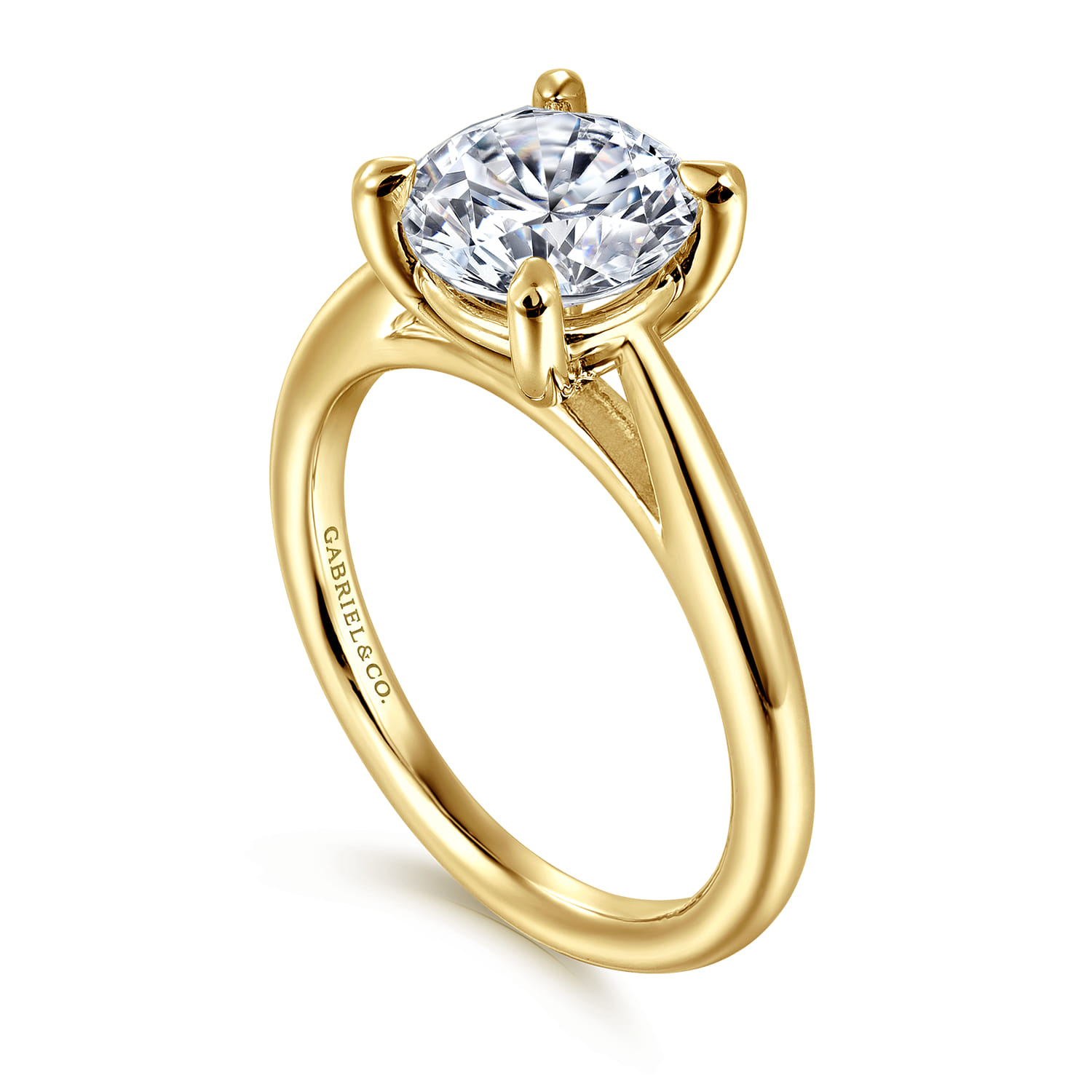 Bambi - 14K Yellow Gold Round Solitaire Diamond Engagement Ring - Shot 3