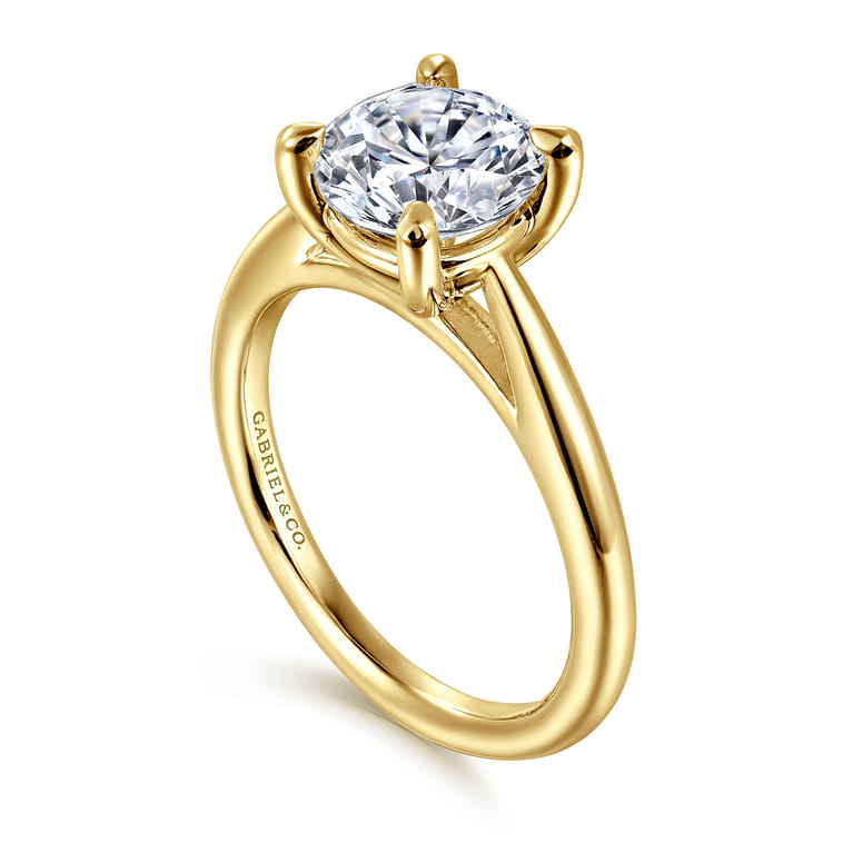 Bambi - 14K Yellow Gold Round Solitaire Diamond Engagement Ring - Shot 3