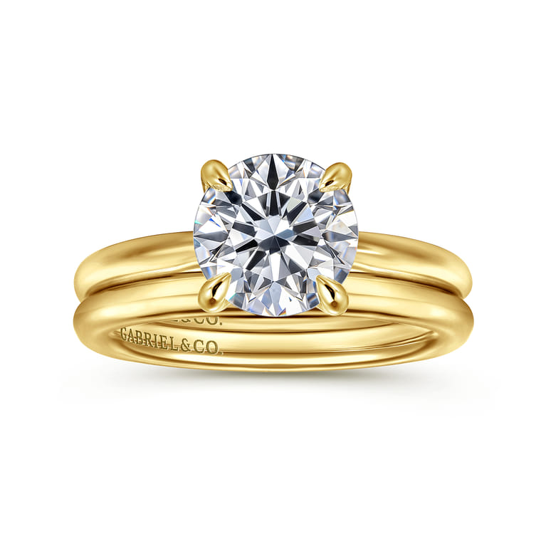Bambi - 14K Yellow Gold Round Solitaire Diamond Engagement Ring - Shot 4
