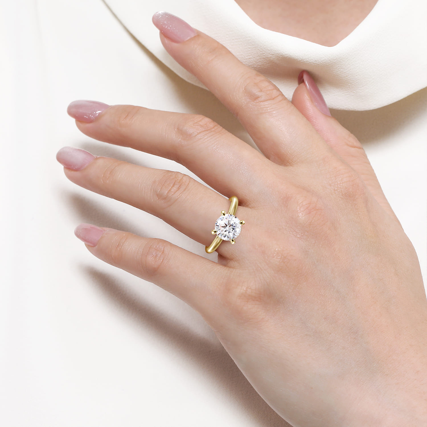 Bambi - 14K Yellow Gold Round Solitaire Diamond Engagement Ring - Shot 6