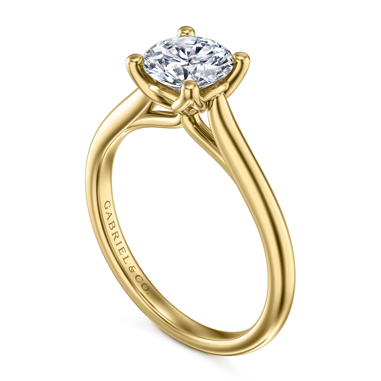 Ailis - 14K Yellow Gold Round Diamond Engagement Ring - Shot 3