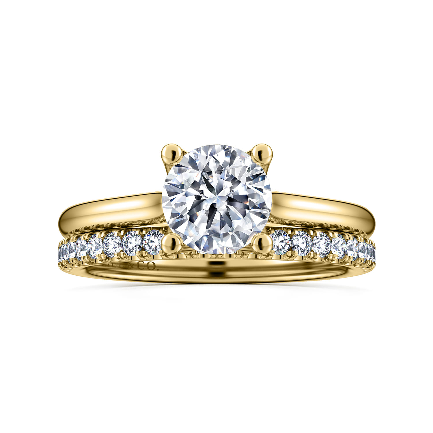 Ailis - 14K Yellow Gold Round Diamond Engagement Ring - Shot 4