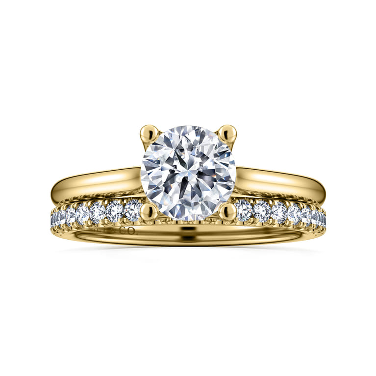 Ailis - 14K Yellow Gold Round Diamond Engagement Ring - Shot 4