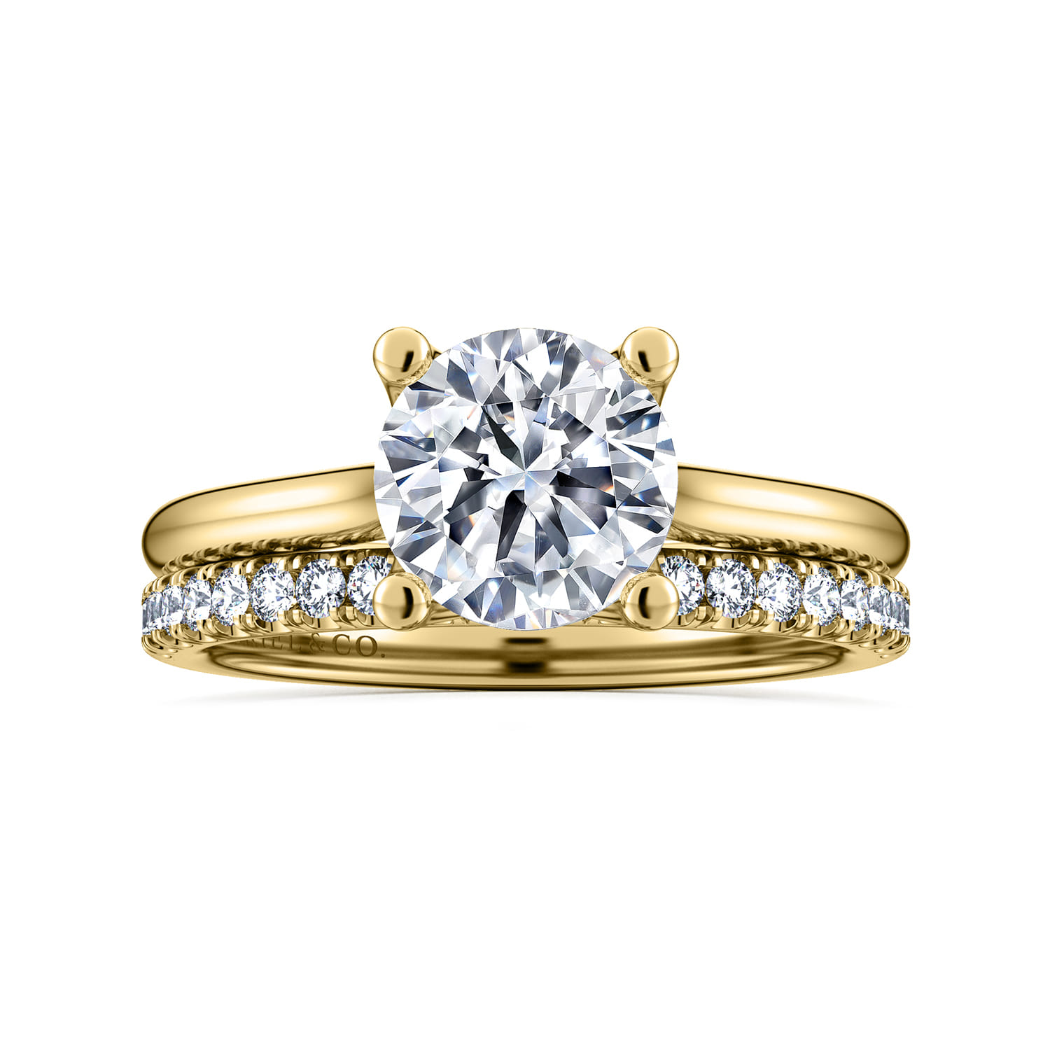 Ailis - 14K Yellow Gold Round Diamond Engagement Ring - Shot 4