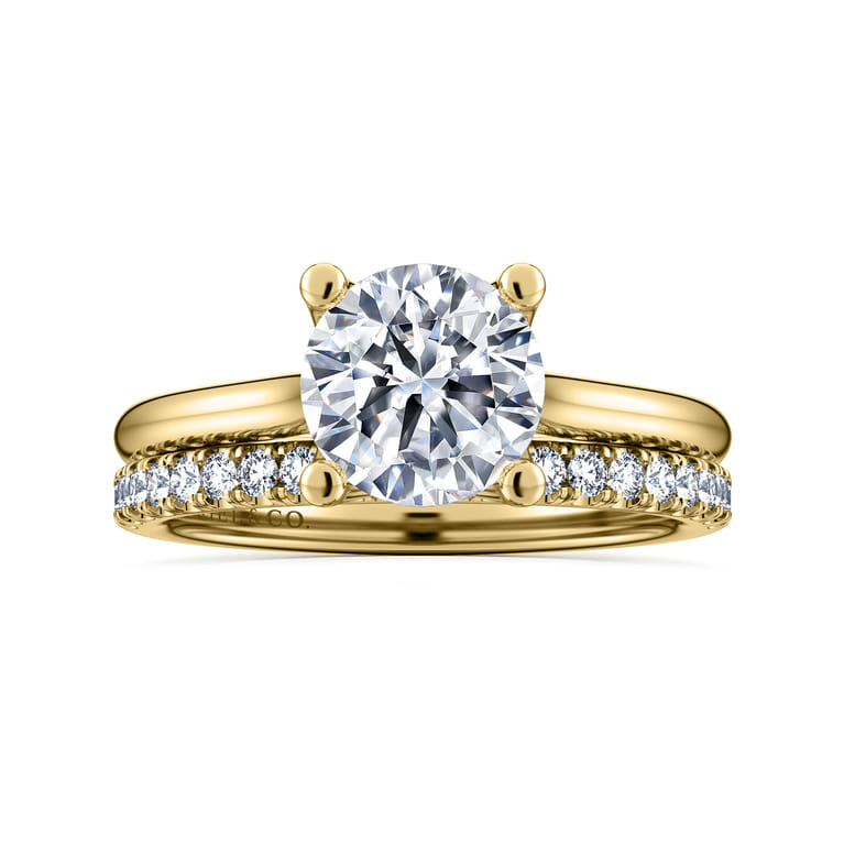 Ailis - 14K Yellow Gold Round Diamond Engagement Ring - Shot 4