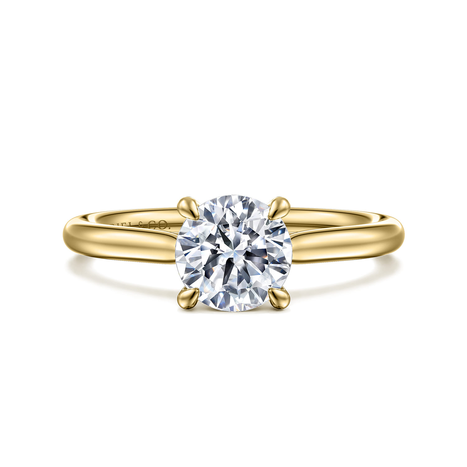 Bena - 14K Yellow Gold Round Solitaire Diamond Engagement Ring - Shot 1