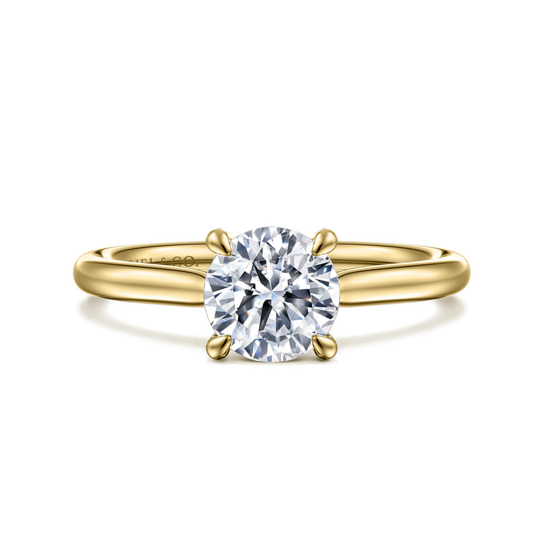 Bena - 14K Yellow Gold Round Solitaire Diamond Engagement Ring - Shot 1