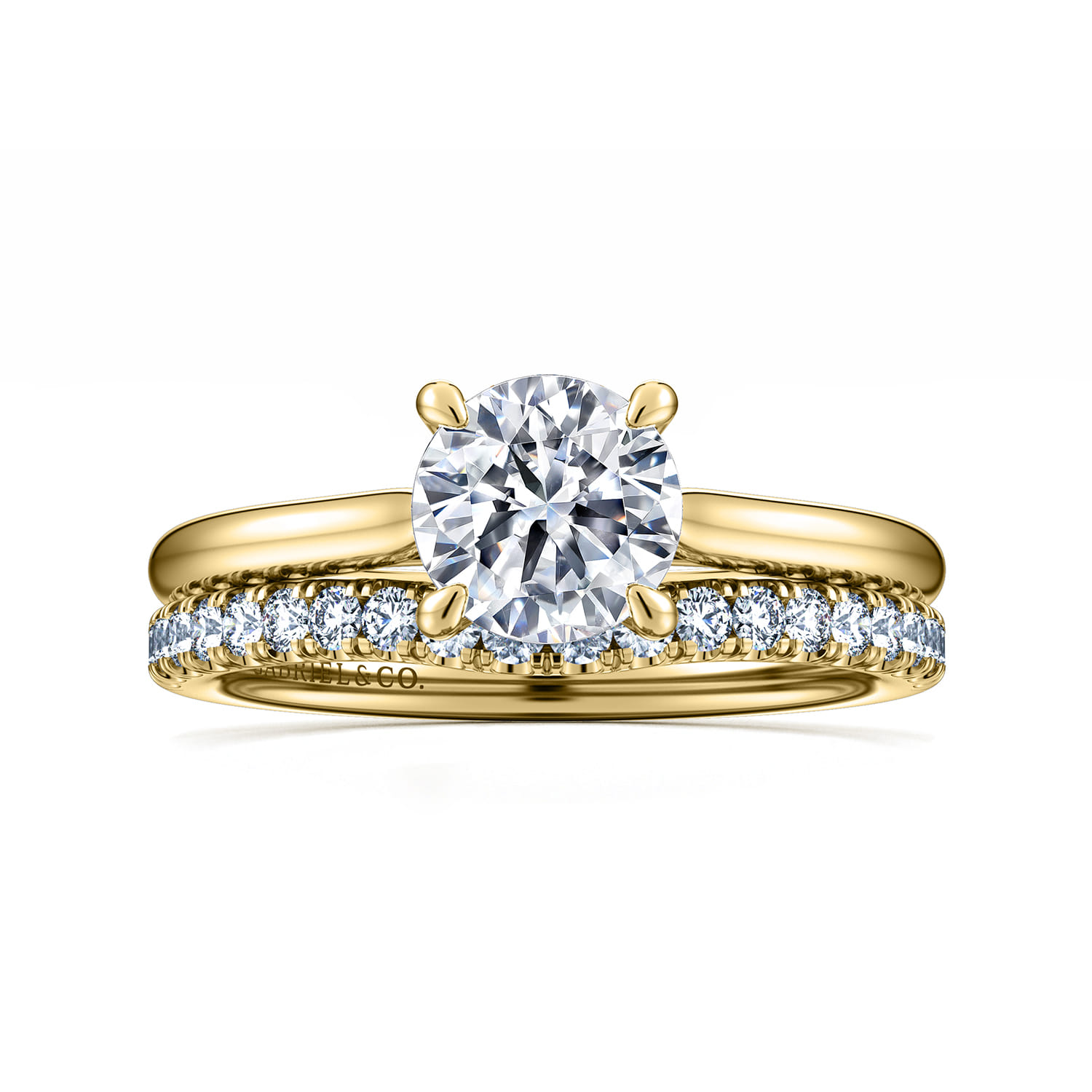 Bena - 14K Yellow Gold Round Solitaire Diamond Engagement Ring - Shot 4