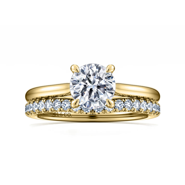 Bena - 14K Yellow Gold Round Solitaire Diamond Engagement Ring - Shot 4