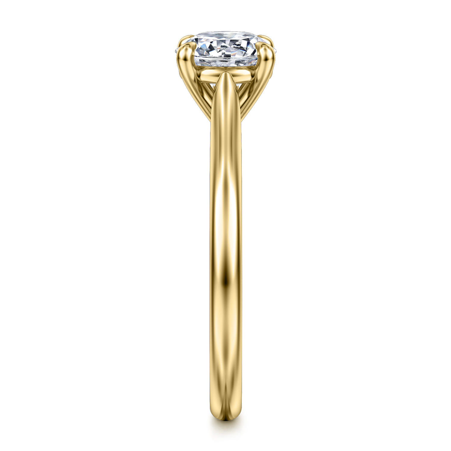 Bena - 14K Yellow Gold Round Solitaire Diamond Engagement Ring - Shot 5