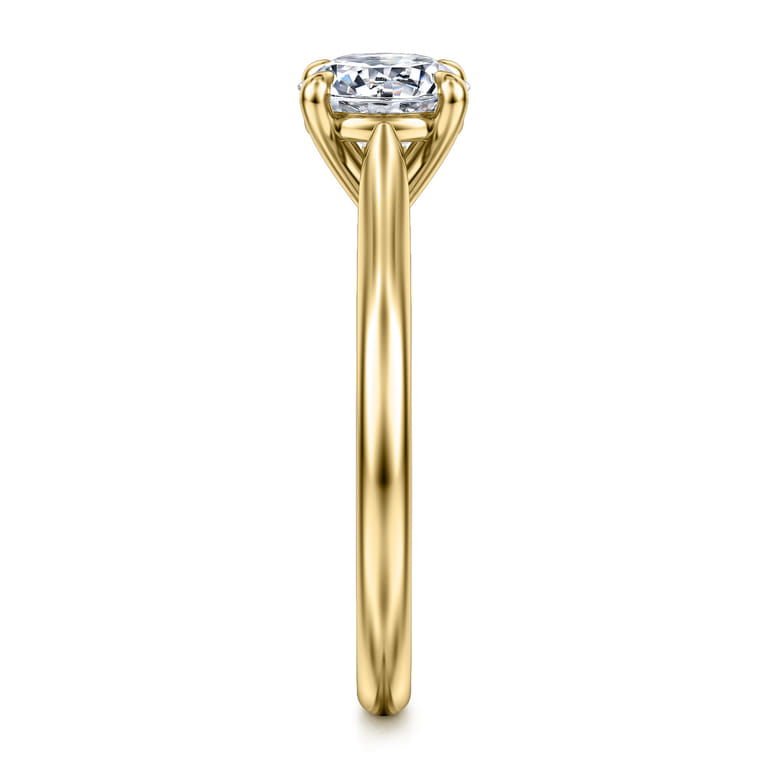 Bena - 14K Yellow Gold Round Solitaire Diamond Engagement Ring - Shot 5