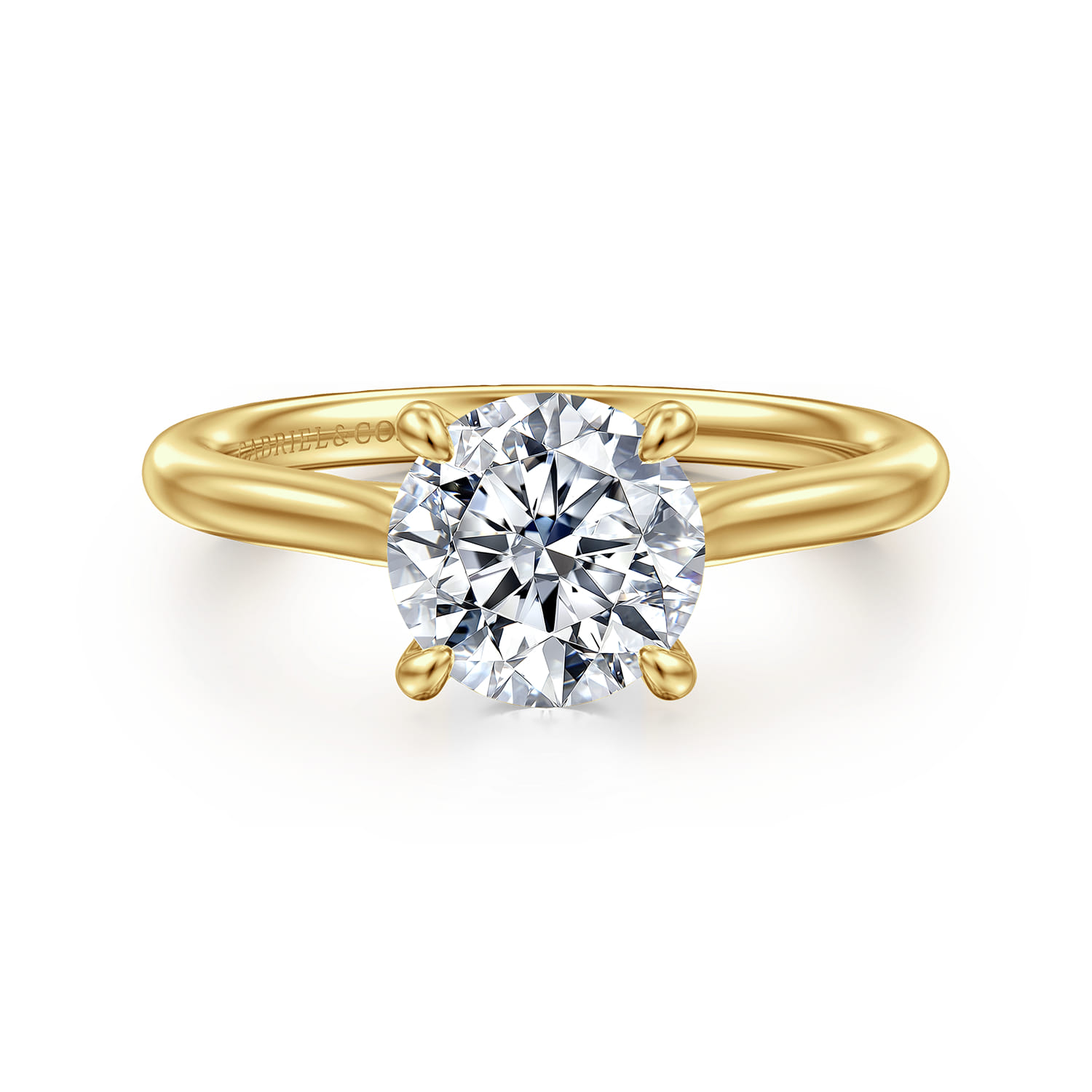 Bena - 14K Yellow Gold Round Solitaire Diamond Engagement Ring - Shot 1