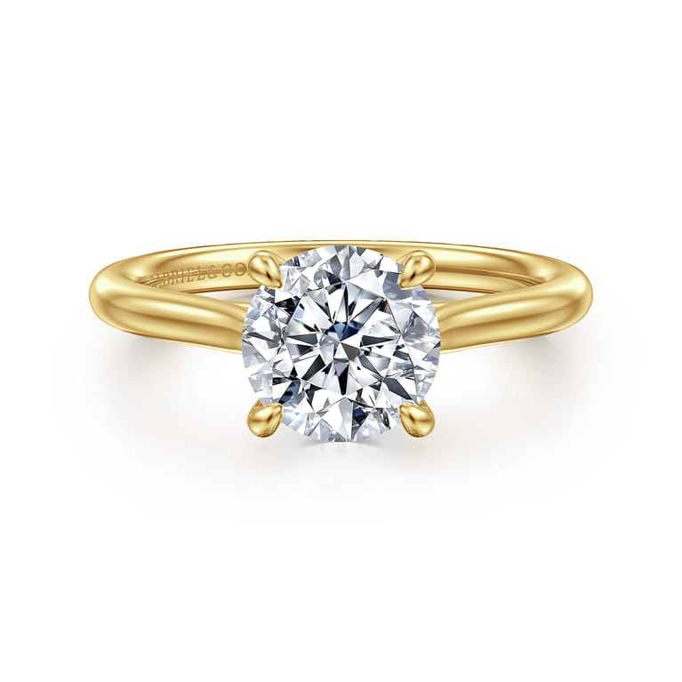 Bena - 14K Yellow Gold Round Solitaire Diamond Engagement Ring - Shot 1
