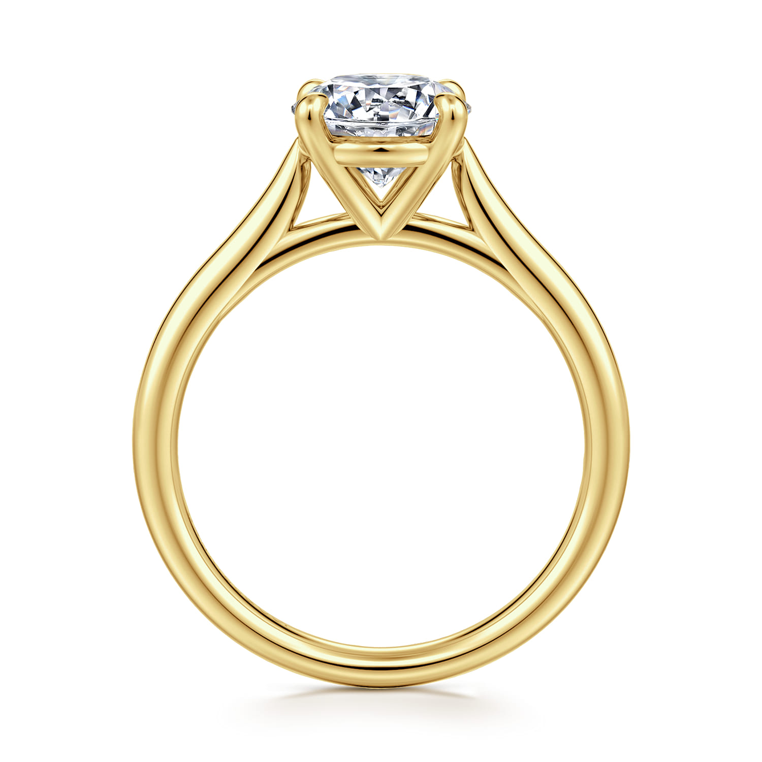 Bena - 14K Yellow Gold Round Solitaire Diamond Engagement Ring - Shot 2