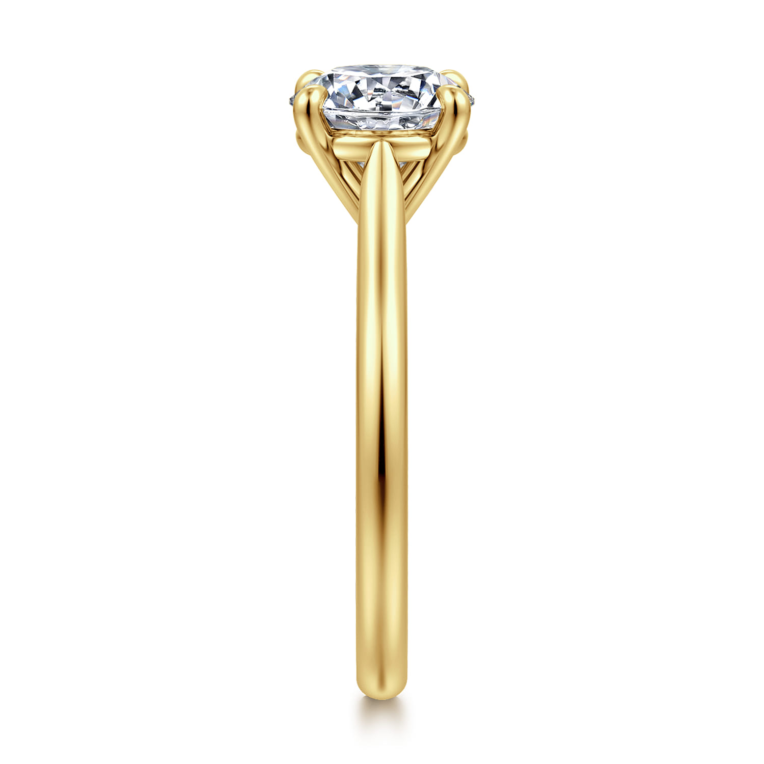 Bena - 14K Yellow Gold Round Solitaire Diamond Engagement Ring - Shot 4