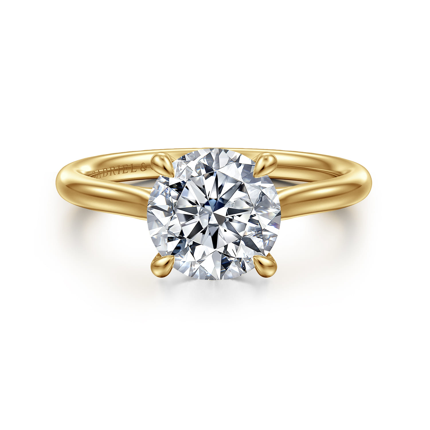 Bena - 14K Yellow Gold Round Solitaire Diamond Engagement Ring - Shot 1