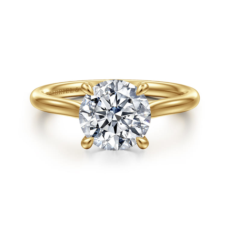 Bena - 14K Yellow Gold Round Solitaire Diamond Engagement Ring - Shot 1