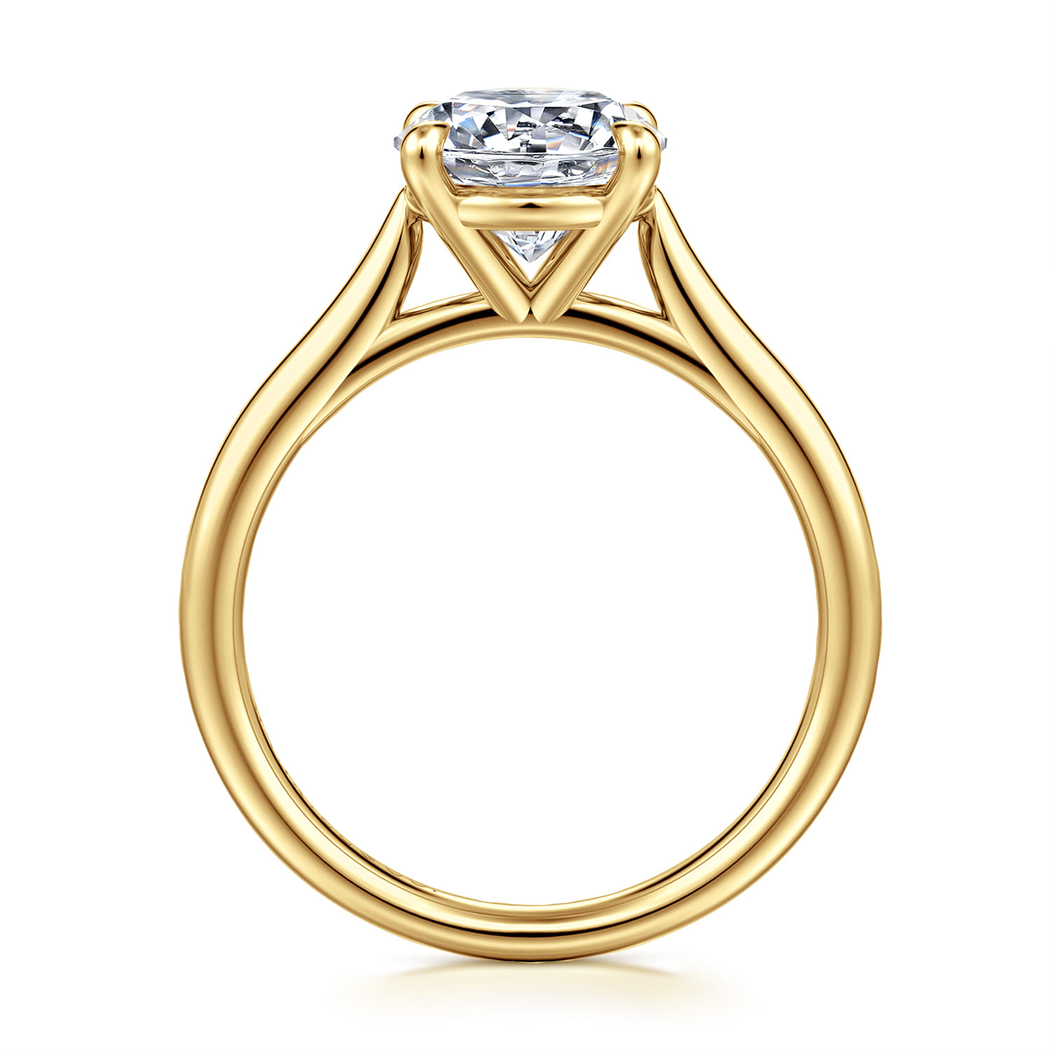 Bena - 14K Yellow Gold Round Solitaire Diamond Engagement Ring - Shot 2
