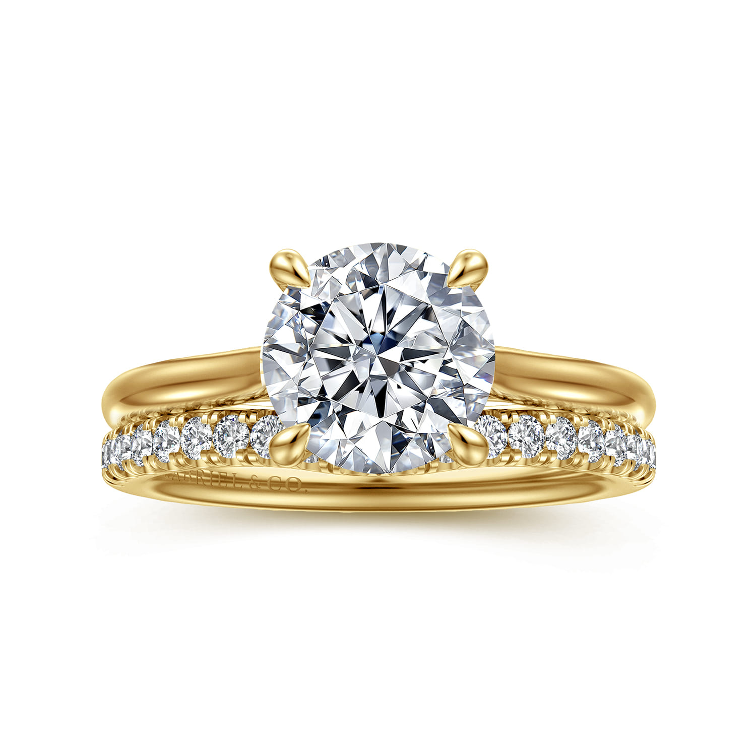 Bena - 14K Yellow Gold Round Solitaire Diamond Engagement Ring - Shot 4