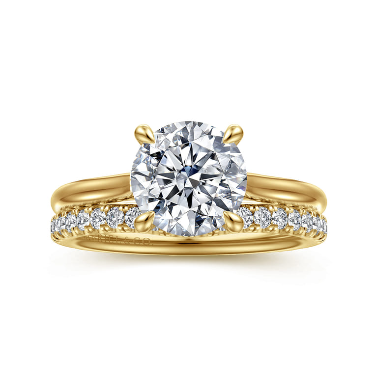Bena - 14K Yellow Gold Round Solitaire Diamond Engagement Ring - Shot 4