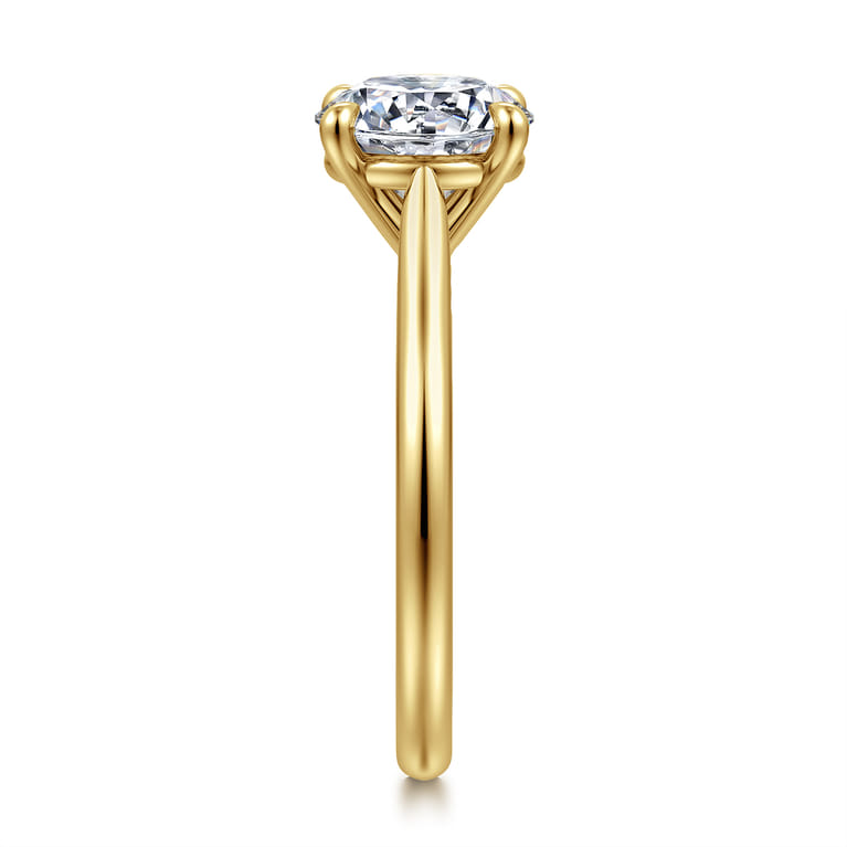 Bena - 14K Yellow Gold Round Solitaire Diamond Engagement Ring - Shot 5