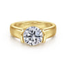 Bara - 14K Yellow Gold Half Bezel East West Round Diamond Engagement Ring