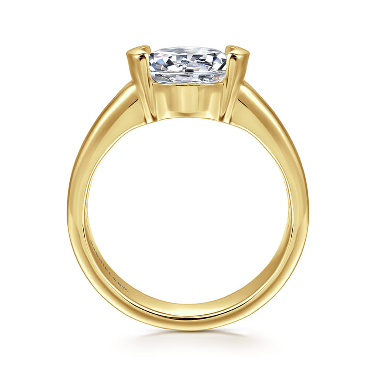 Bara - 14K Yellow Gold Half Bezel East West Round Diamond Engagement Ring - Shot 2