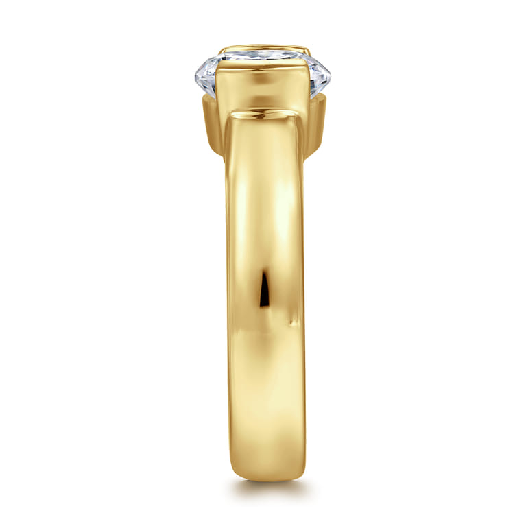 Bara - 14K Yellow Gold Half Bezel East West Round Diamond Engagement Ring - Shot 4