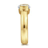 Bara - 14K Yellow Gold Half Bezel East West Round Diamond Engagement Ring